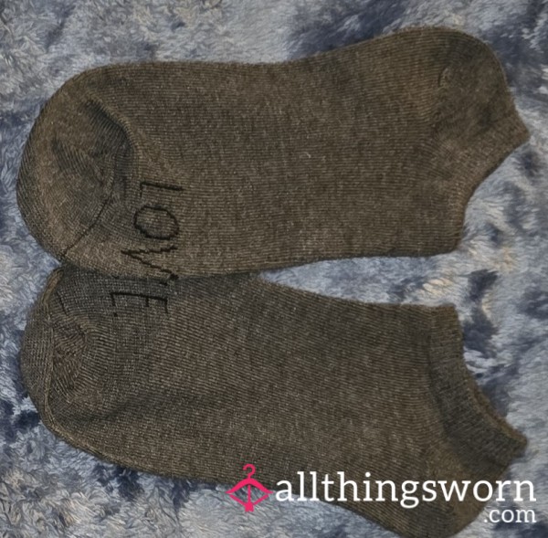 Grey Love Ankle Socks