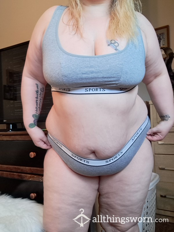 Grey Panty And Sports Bra Set