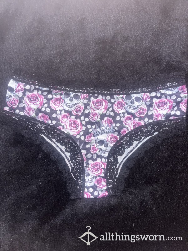 Grey, Pink And Black Skull Panties