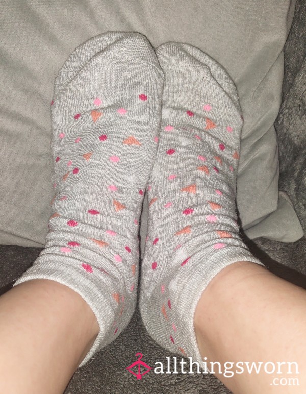 Grey Polka Dot Ankle Socks *