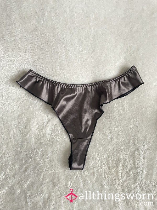 *claimed* Grey Satin Thong