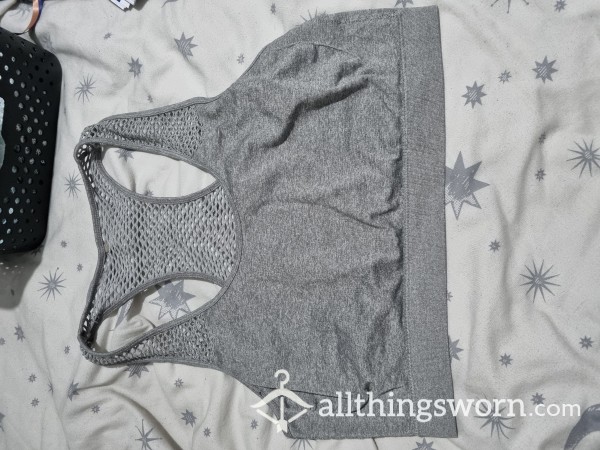 Grey Sports Bra, Netted Back