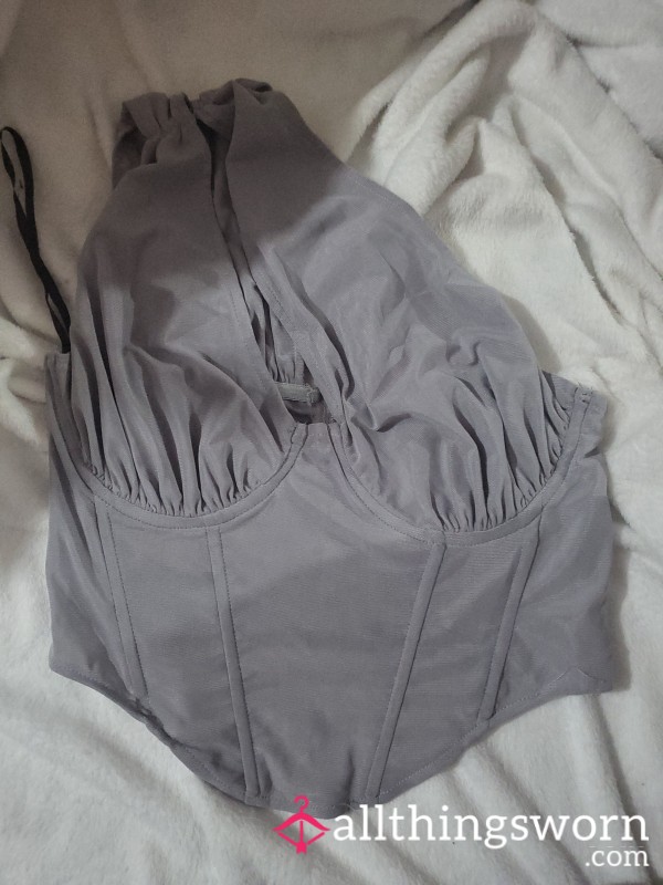 Grey Stained Missguided One Shoulder Wired Corset