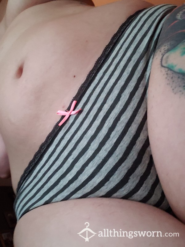 Grey Stripe Panties With Bow🎀