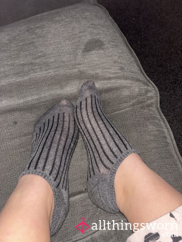 Grey Striped Socks Worn All Day