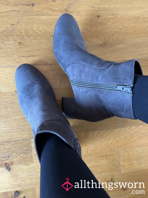 Grey Suede Ankle Boots