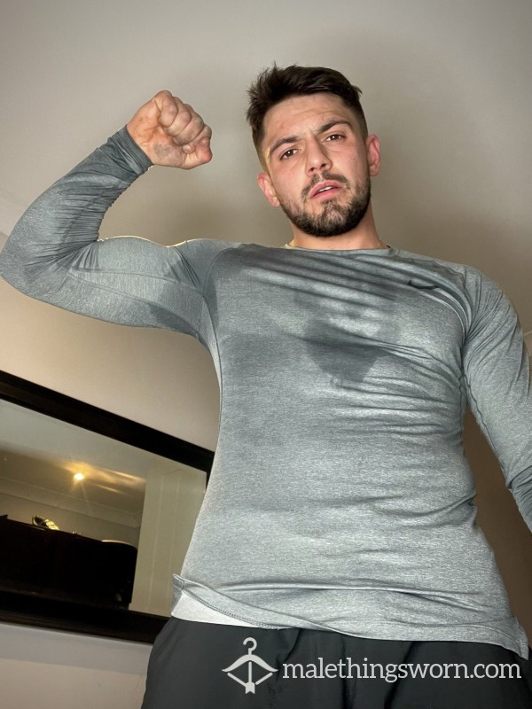 Grey Sweaty Workout Top