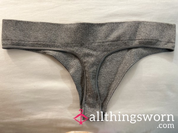 Grey Thong Panties- Stretchy And Thick