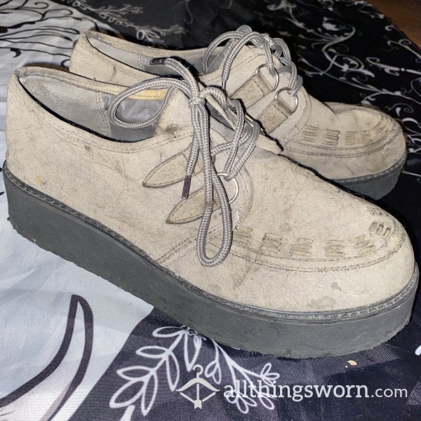 Grey Well Worn Creepers