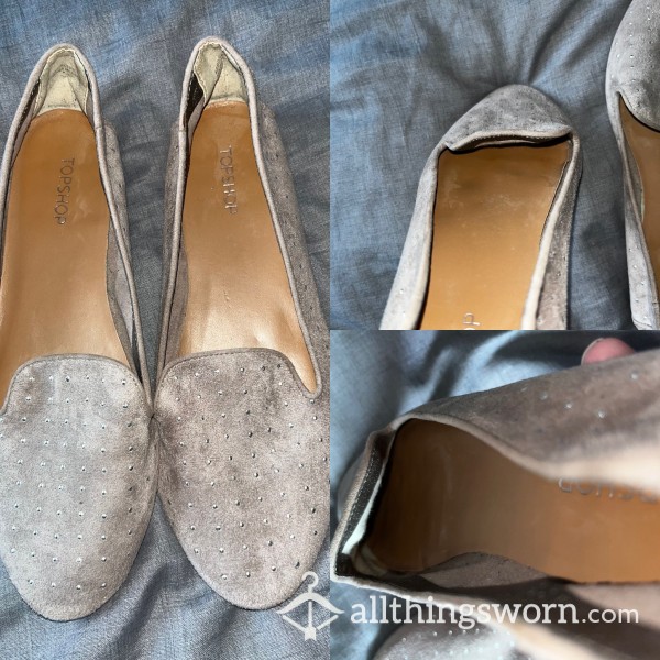 Grey Well Worn Flats