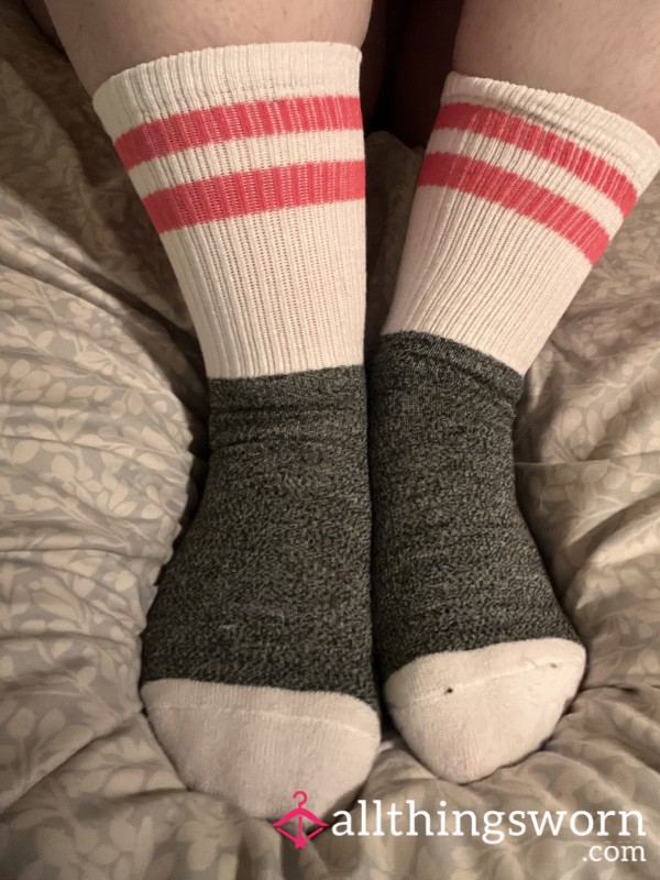 Grey/white With Pink Stripes