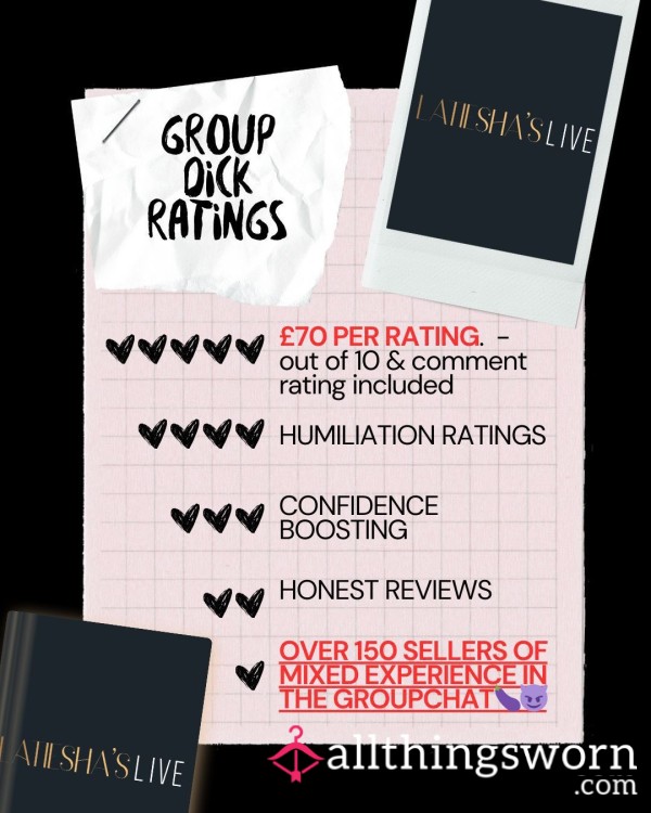 Group D*ck Ratings (over 150 Experienced Sellers)