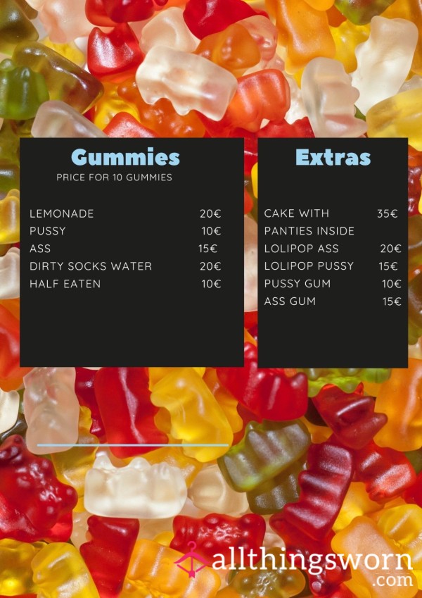 Gummies And Food Menu