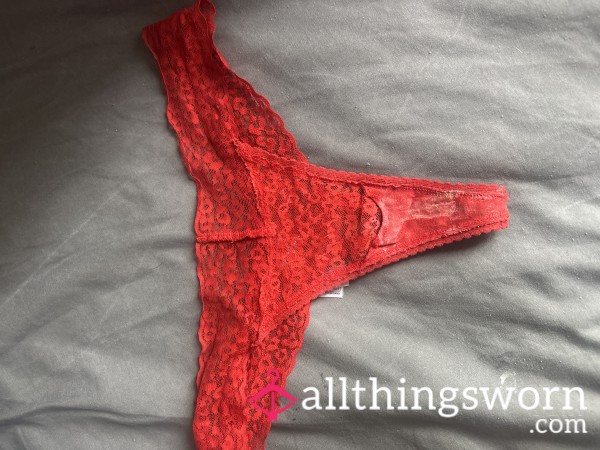 Gym 3 Day Worn Red Thongs Ovulation Discharge