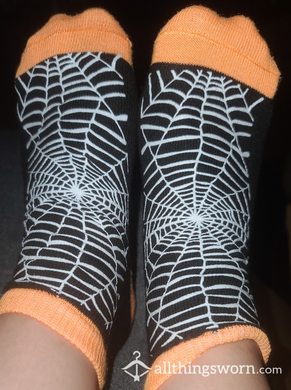 Halloween Spider Web Socks Worn While Having S**