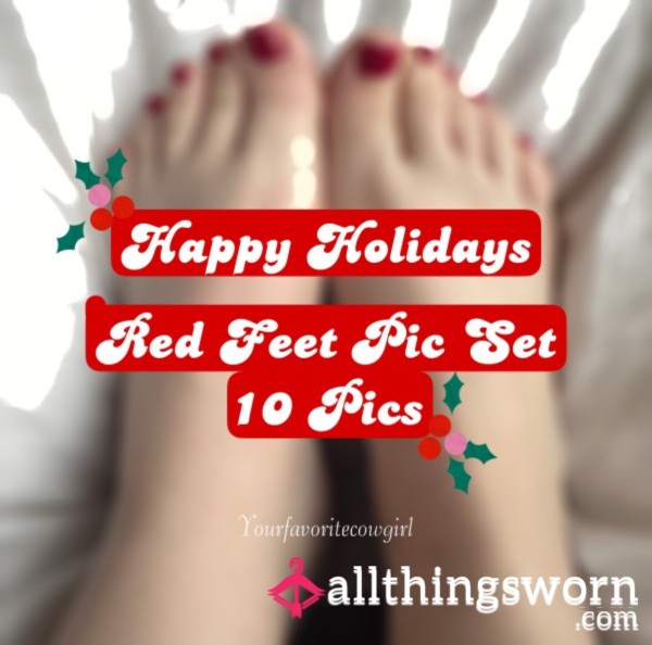 Happy Holidays Red Feet Photo Set