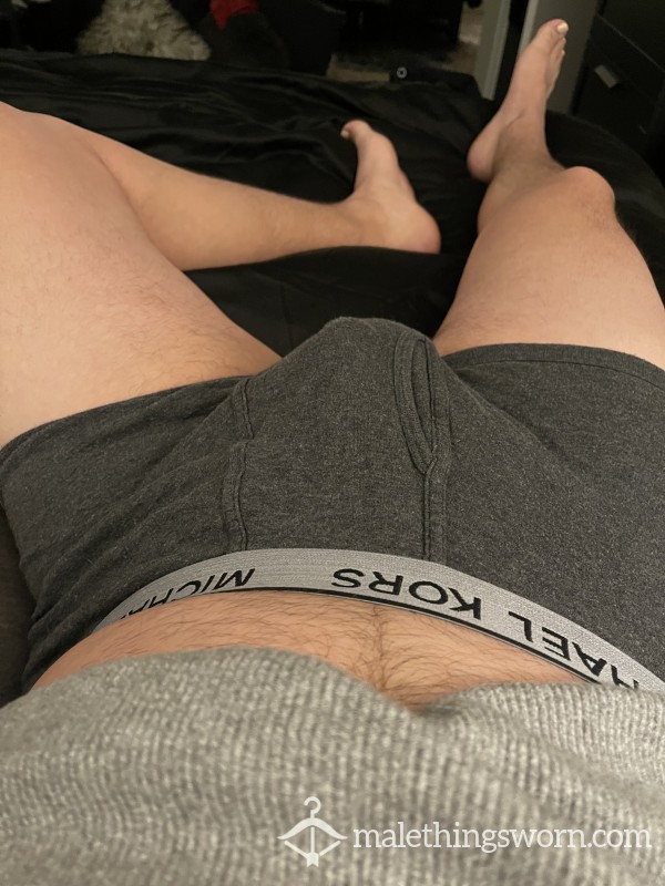 Having So Much Fun Here! Already Prewearing Michael Kors Ribbed Legged Boxers In Dark Grey