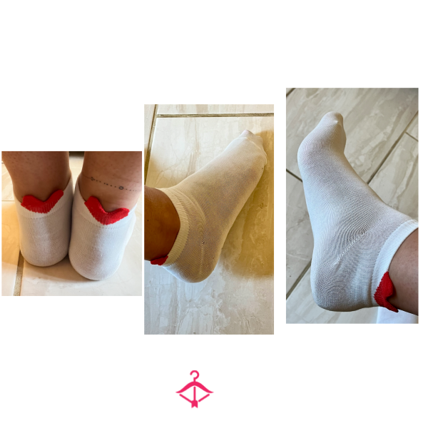 Heart Back White Socks