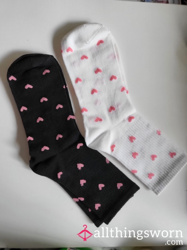 Heart Crew Socks, Brand New And Ready To Wear.