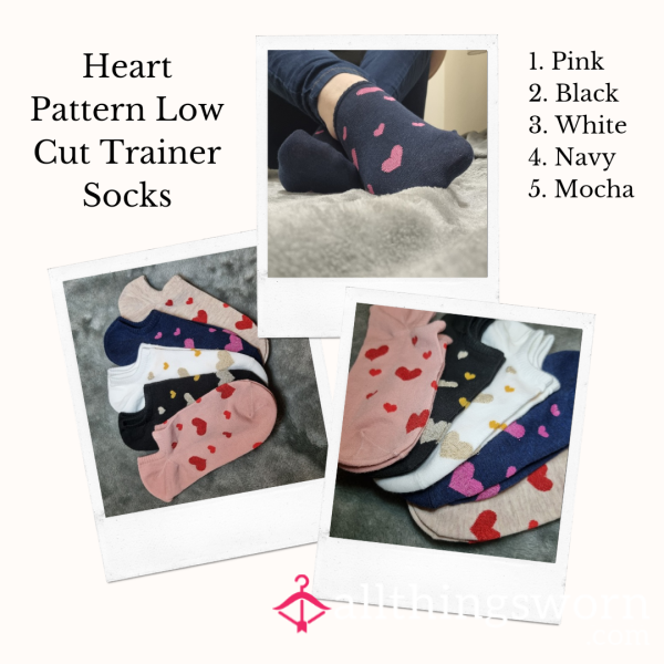 Heart Pattern Low Cut Trainer Socks | 3 Days Wear | Includes Pics And Clip | See Listing Photos For More Info - From £20.00 + P&P