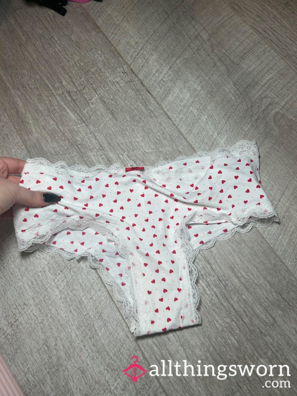 Heart White Red Panties Lace