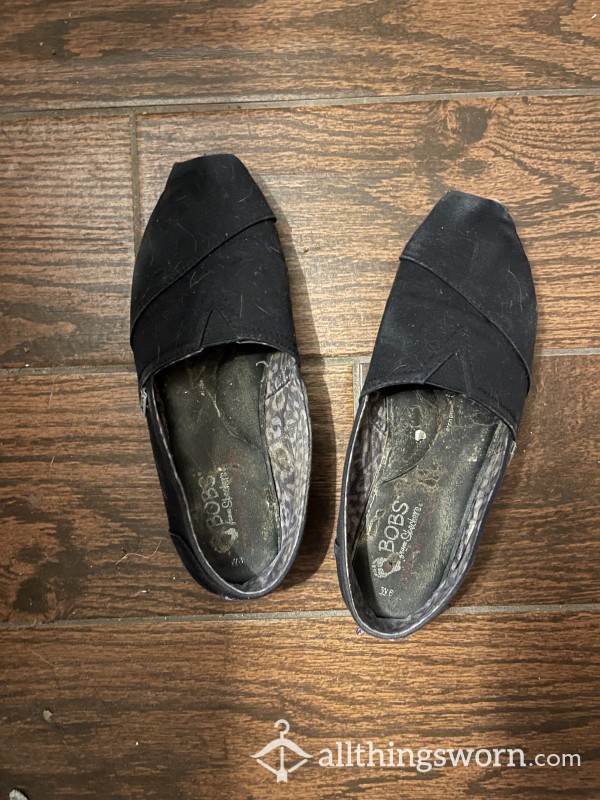 HEAVILY Worn & Smelly Women’s Black Bobs (size 8)