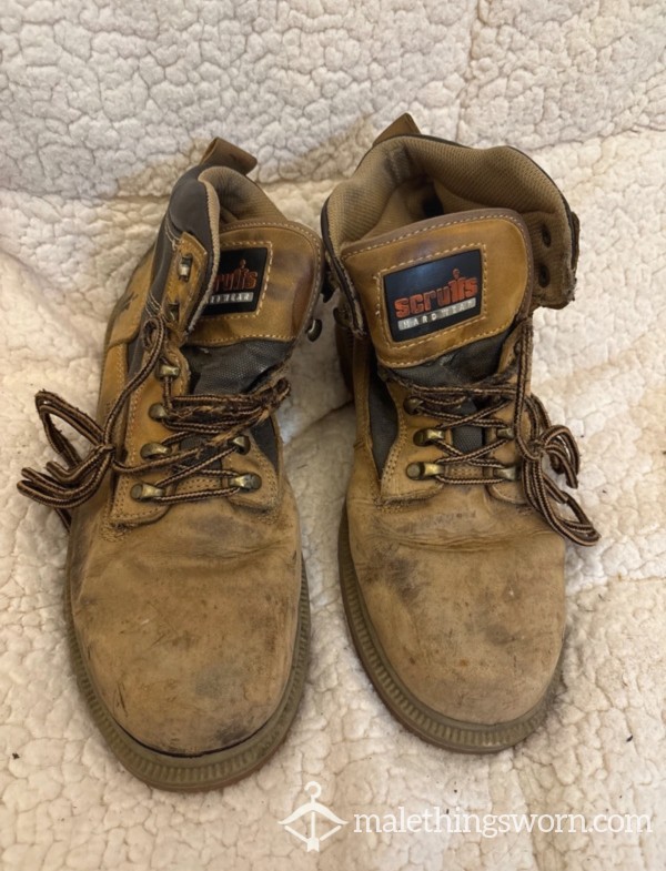 Heavily Worn Welding Boots With Free Socks