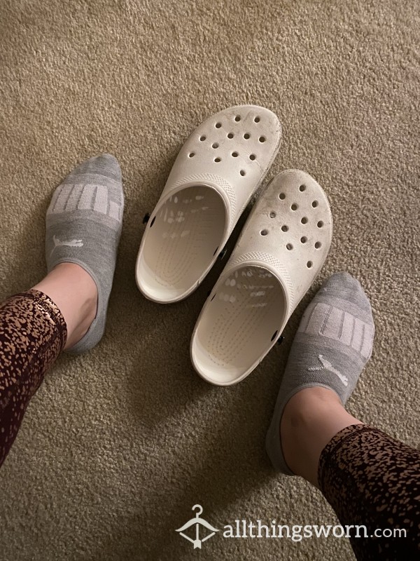 Heavily Worn White Crocs