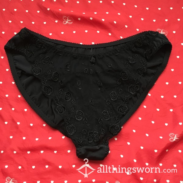 High-Cut Lace & Rosette Panties