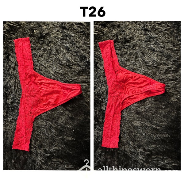 HIGH SCHOOL ITEM: Red Lace Band Thong T26