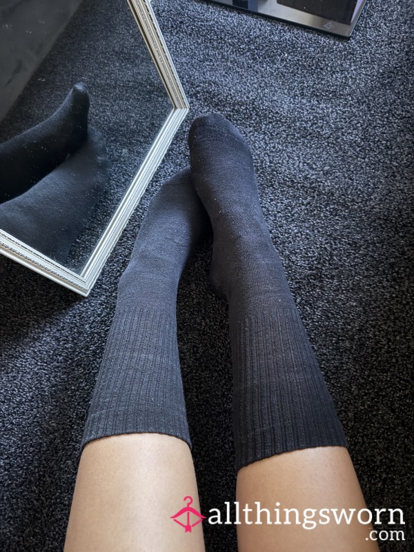 High Sweaty Black Socks