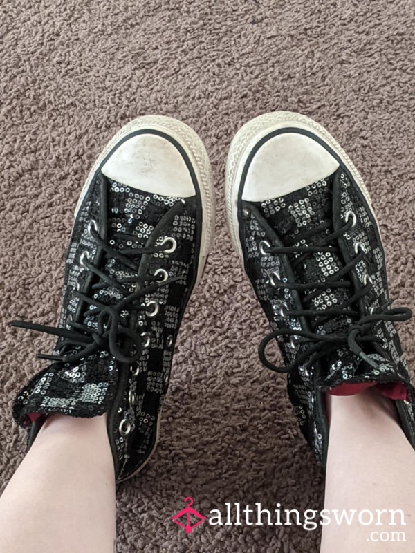 High Top Sequin Black And White Sneakers, Silky Hot Pink Interior