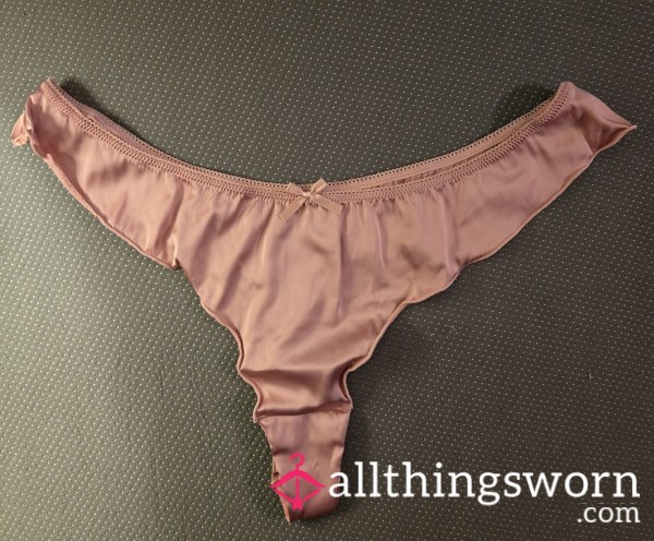 High Waist Ruffled Satin Thong