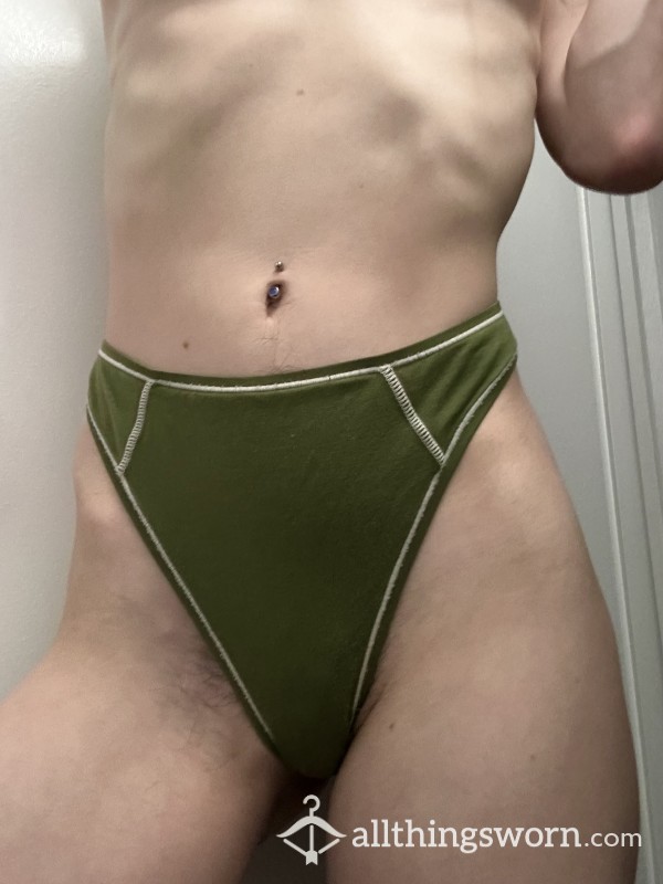 High Waist Vintage Look Green Thong