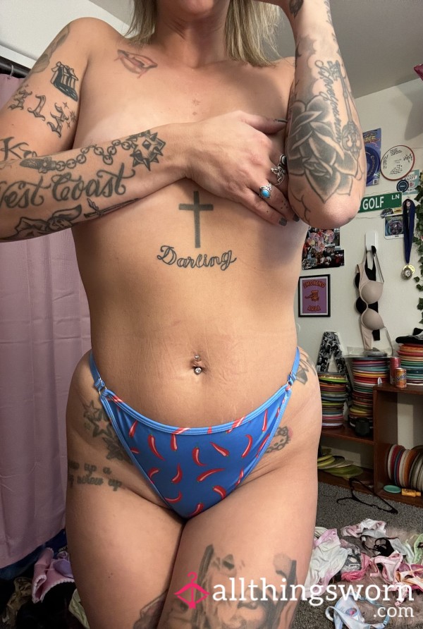 High-Waisted, Cotton, Adjustable Strap, Jalapeño Thong 🌶️