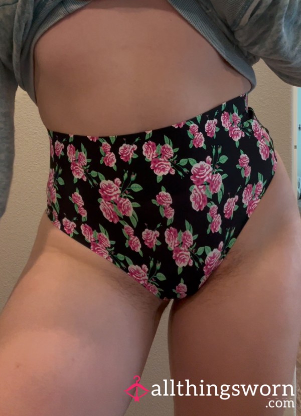 High Waisted Flor*l Thong