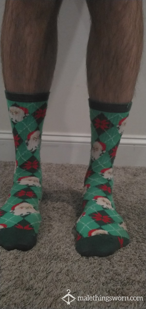 Holiday Socks- Green Santa