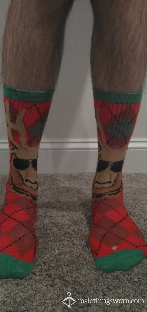 Holiday Socks- Red Reindeer