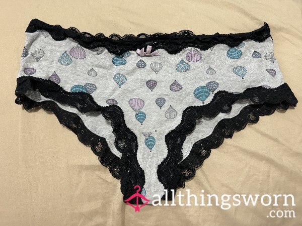 ~HOT AIR BALLOON PRINT LACE TRIM COTTON CHEEKY PANTY~