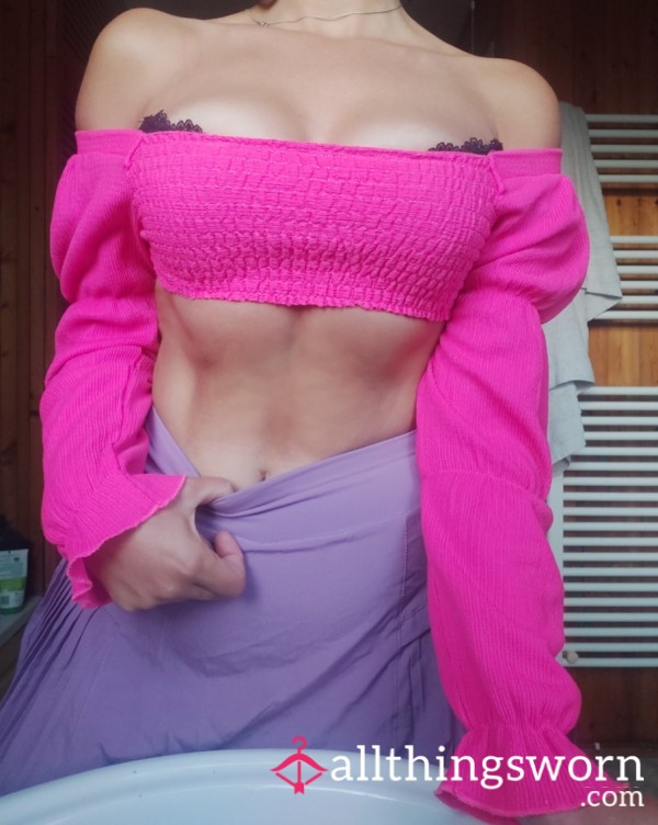 ***SOLD*** Hot Pink Crop Stretch Top