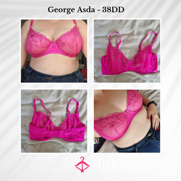 Hot Pink George Asda Non-Padded Bra | Size 38DD | 3 Days Wear | Includes Lifetime Access To My Boobies Folder - From £30.00 + P&P