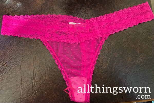 Hot Pink Lace, See-through Thong