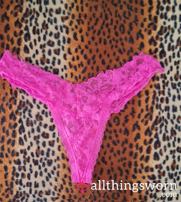 Victoria Secret Hot Pink Lace Thong Panties