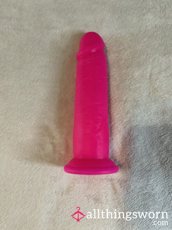 Hot Pink Used 7.8” Foreskin Suction Cup Di**o S** Toy