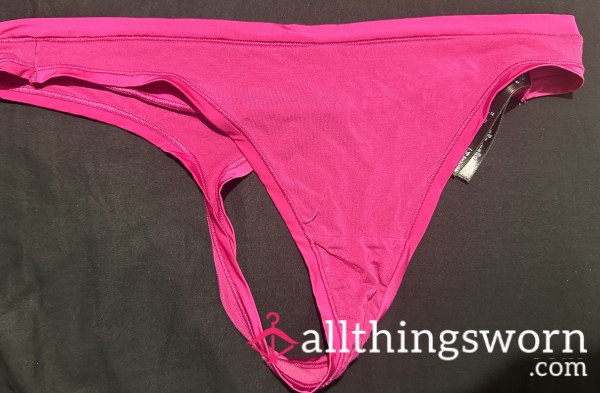 Hot Pink Slinky Thongs (worn)