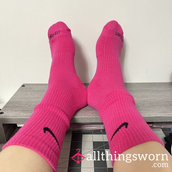 Hot Pink Vibrant Nike Crew Socks