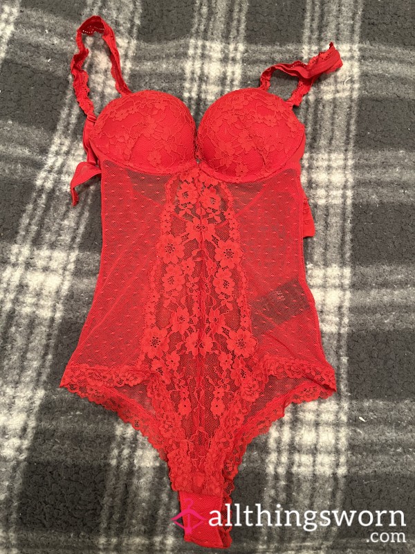 Hot Red Lingerie Bodysuit