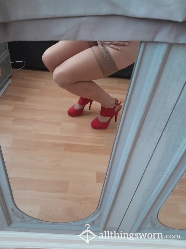 Hot, S**y RED STILLETOS , LET ME WALK ALL OVER YOU IN THEM