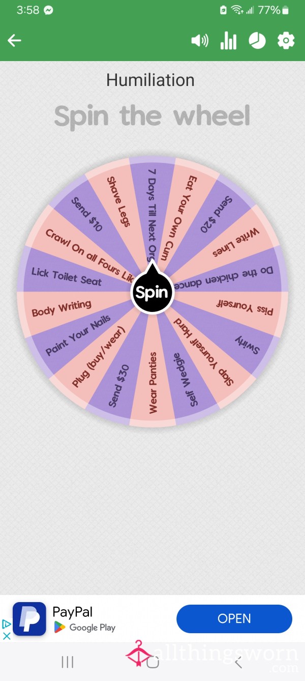 Humiliation Wheel Spins