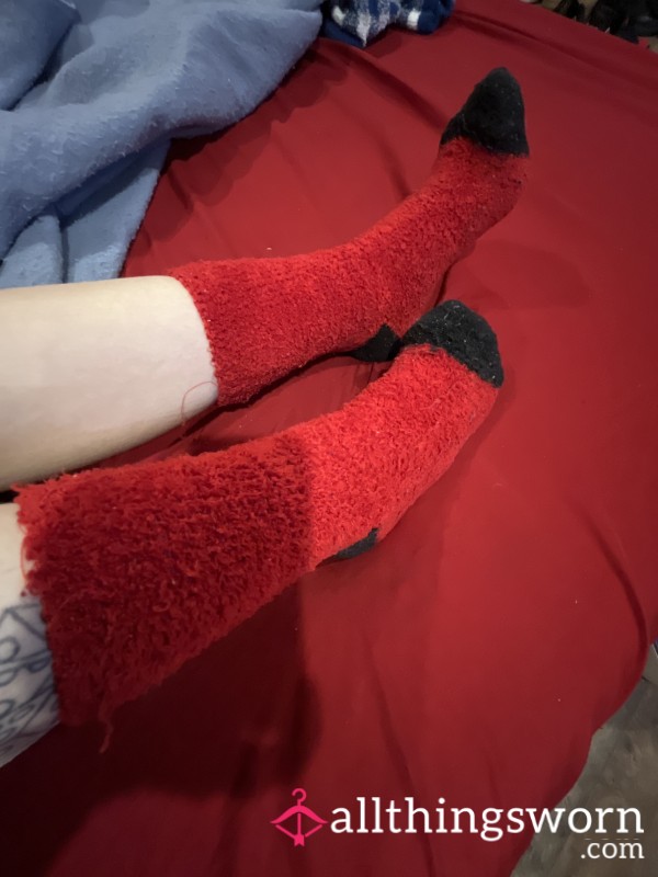 I Have Too Many Socks😮‍💨 Red And Black Fuzzies♥️